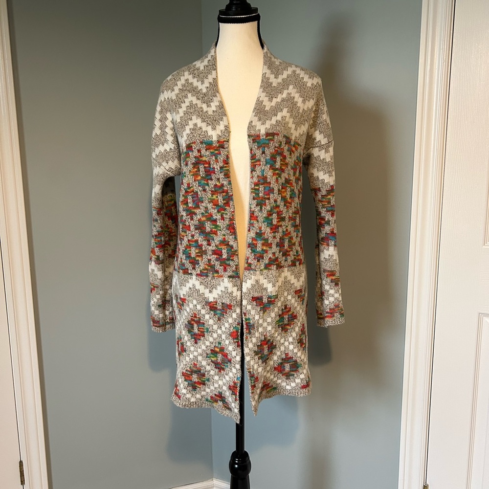 Dreamers by Debut Geo-Knit Long Cardigan Duster